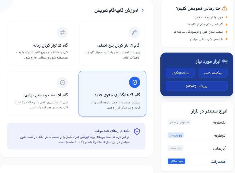 راهنمای تصویری گام به گام تعویض مغزی قفل و سیلندر درب برای امنیت بیشتر در زمان انتخاب دستگیره